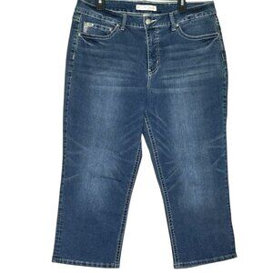 Est 1946 Women's Denim Classic 16 Embroidered Embellished Blue Capri Crop Jeans